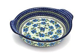 Polish Pottery Baker - Round with Grips - Large - Morning Glory