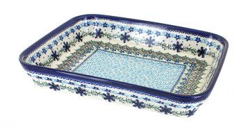 Polish Pottery Winter Celebration Medium Rectangular Baker