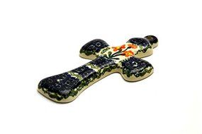 Polish Pottery Cross - Small (5") - Peach Spring Daisy