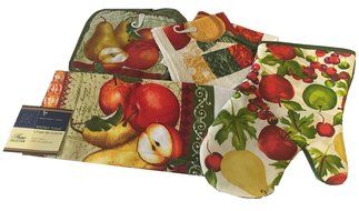 Home Collection Fruit Potholder and Oven Mitt 4 Piece Set