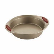 Rachael Ray Cucina 4-Piece Bakeware Set, Latte Brown with Agave Blue Handle Grips N8