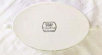 Vintage 1960's Georges Briard Oval Covered Casserole Dish - Polka Poppy (2-3/4" Tall X 9-3/8" Wide) N2