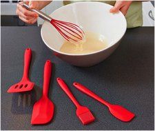 FFYJS 5 Piece Silicone utensil set,Trumpet Spatula ,Stainless Steel Kitchen Whisk , Turner Spatula , Large Spatula... N2