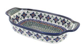 Polish Pottery Mosaic Flower Rectangular Serving Dish