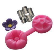 FOUR-C Silicone Cup Cake Mold 5 Petals Flower Embossing Mould Color Pink
