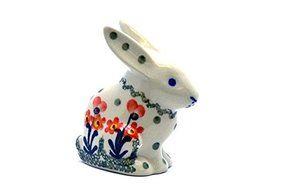Polish Pottery Rabbit Figurine - Peach Spring Daisy