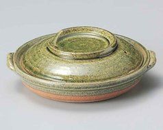 Oribe Yanagawa for 2-3 persons 7.9inch Donabe Japanese Hot pot Green Ceramic Made in Japan