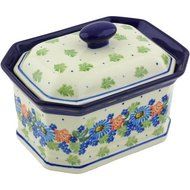 Polmedia Polish Pottery 6-inch Stoneware Jar with Lid H4299G Hand Painted from Ceramika Artystyczna in Boleslawiec...