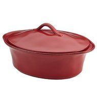 Rachael Ray Cucina Stoneware 3-1/2-Quart Oval Casserole, Cranberry Red by Rachael Ray