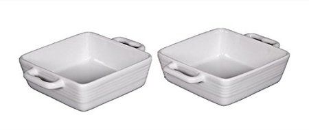 Home Essentials 12 oz Mini Stoneware White Handle Baker Set of 2