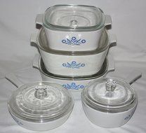 10 Piece Set - Vintage Corning Ware Cornflower Blue Skillet Casserole Baking Dishes N3