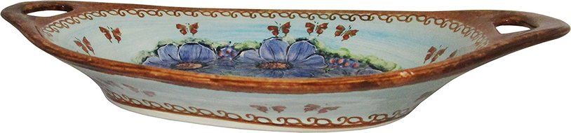 Boleslawiec Stoneware - Polish Pottery Serving or Baking Dish with Handles - Eva's Collection "Blue Sky Meadow" N2