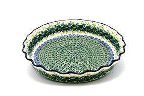 Polish Pottery Baker - Pie Dish - Fluted - Ivy Trail