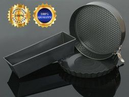 Cake Pans Set - Spring Form Pan With Removable Bottom, Tart Pan &amp; Loaf Pan &ndash; Round Cake Pans&ndash; Dishwasher Safe... N3