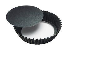 Paderno World Cuisine Fluted Non-Stick Tart Mold with Removable Bottom, 4x1-inch