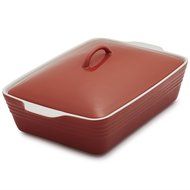 Sur La Table Stoneware Casserole with Lid M96 WINE , 4 qt., Persimmon
