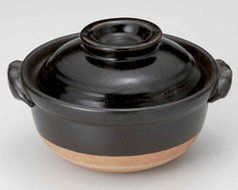 Tenmoku Daruma for 1-2 persons 7.7inch Donabe Japanese Hot pot Black Ceramic Made in Japan