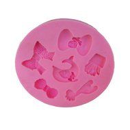 Click Down Bear Head Shape Fondant Cake Silicone Mold Pink Mini N5