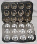 Vintage Foley Aluminum Miniature 1 6/8 Inch 12 Compartment Muffin Pan, Set of 2