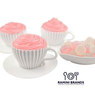 Ramini Brands Best White Teacup - Bonus Recipes - Cupcake Muffin Silicone Liner Mold Bake And Serve Quiche Cups... N4