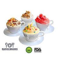 Ramini Brands Best White Teacup - Bonus Recipes - Cupcake Muffin Silicone Liner Mold Bake And Serve Quiche Cups... N5