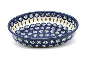 Polish Pottery Baker - Oval - Medium - Peacock