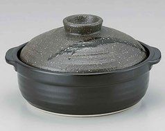 Ishime Suisei for 6-8 persons 14.1inch Donabe Japanese Hot pot Black Ceramic Made in Japan
