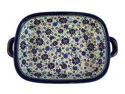 Polish Pottery Lrg Rect. Baker w/Hdls, 17 x 10 x 2.5&quot; N2