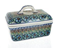 Polish Pottery Mardi Gras Butter Tub