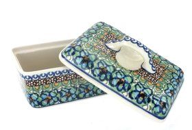 Polish Pottery Mardi Gras Butter Tub N2