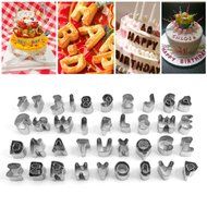 BestWare 37 Pcs Alphabet Cake Cutters Fondant Molds Letter Cake Decorations