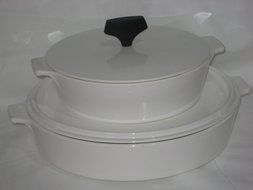 4 Piece Set - Vintage Corning White BUFFET SERVER 1 Quart B-1 &amp; 10" Skillet B-10 Casserole Baking Dish USA