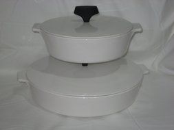 4 Piece Set - Vintage Corning White BUFFET SERVER 1 Quart B-1 &amp; 10" Skillet B-10 Casserole Baking Dish USA N2