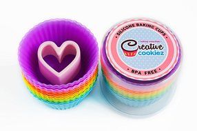Silicone Baking Cups Baking Set of 12 in 6 Colors and a Heart Shaped Cookie Cutter N2