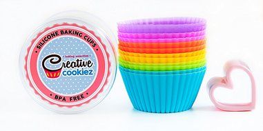 Silicone Baking Cups Baking Set of 12 in 6 Colors and a Heart Shaped Cookie Cutter N4