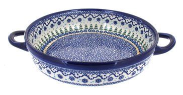 Polish Pottery North Pole Small Round Baker with Handles