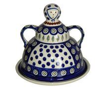 Polish Pottery Peacock Cheese Lady