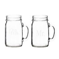 Cathy's Concepts Mr. and Mrs. Old Fashioned Drinking Jar Set, Clear
