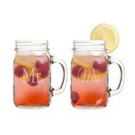 Cathy's Concepts Mr. and Mrs. Old Fashioned Drinking Jar Set, Clear N2