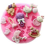 Baby Feet Bear Carriage Silicone Polymer Resin Clay Fondant Cake Decorating Mold