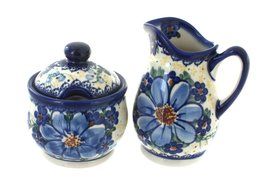 Polish Pottery Daisy Surprise Cream &amp; Sugar Set
