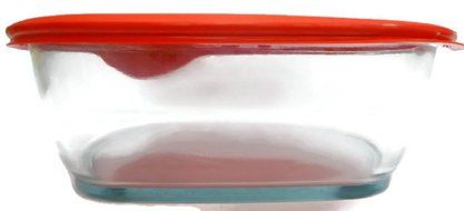Pyrex 3 Qt Square Bundle: Square Dish with Red Plastic Microwave Vented Lid