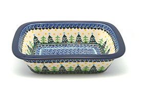 Polish Pottery Baker - Rectangular with Grip Lip - Christmas Trees