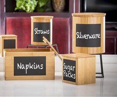 TableCraft RCBS667 Write-On Bamboo Riser, 6-Inch, Square, Black N2