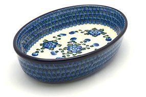 Polish Pottery Baker - Oval - Large - Blue Poppy