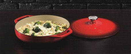 Lodge EC3CC43 Enameled Cast Iron Covered Casserole, 3-Quart, Island Spice Red N3