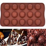 QINF 15 Hole Silicone Mold Chocolate Mousse Cake Baking Oven With A Silicone Mold (Round Chocolate)