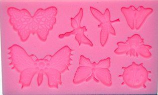 NY CAKE SM580 Silicone Butterfly and Dragonfly 8-Cavity Molds for Cake Decorating