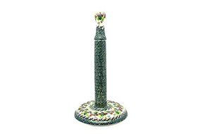 Polish Pottery Paper Towel Holder - Burgundy Berry Green