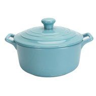 Qingsm High Temperature Resistance Ceramics Solid Color Cute Casserole 2.2L (light blue)